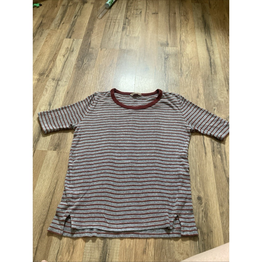 Madewell Retro Stripe Short Sleeve Tee Womens Small Red Grey Y2K Style Cotton
